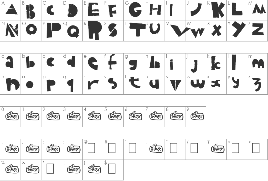 Puzzled font character map preview