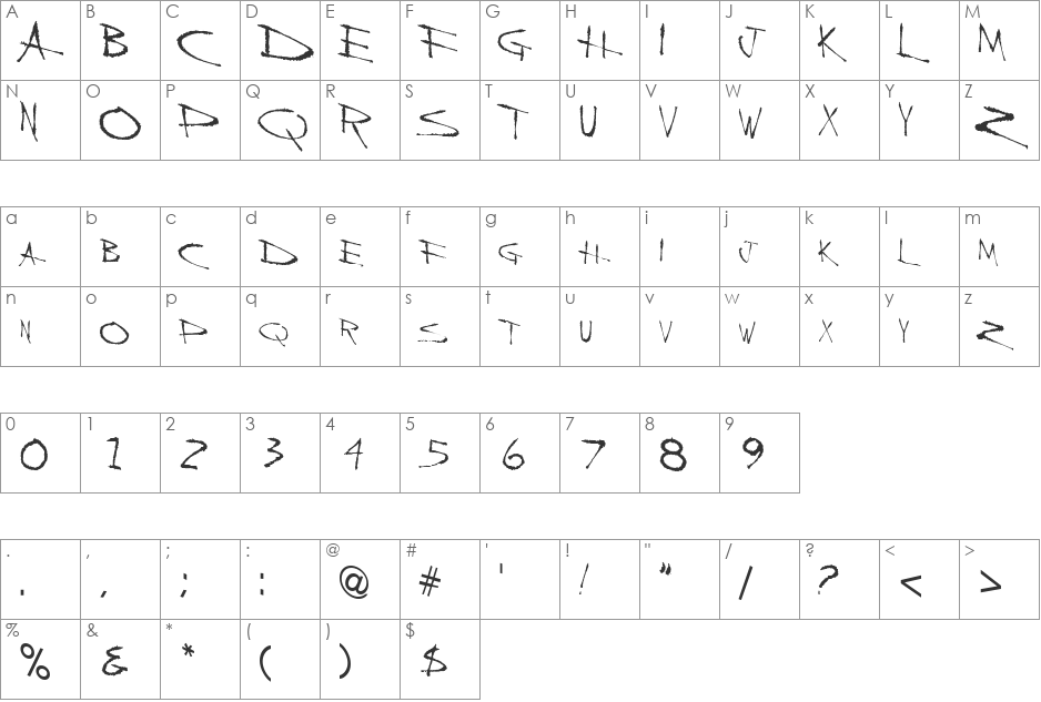 BackScratcher font character map preview