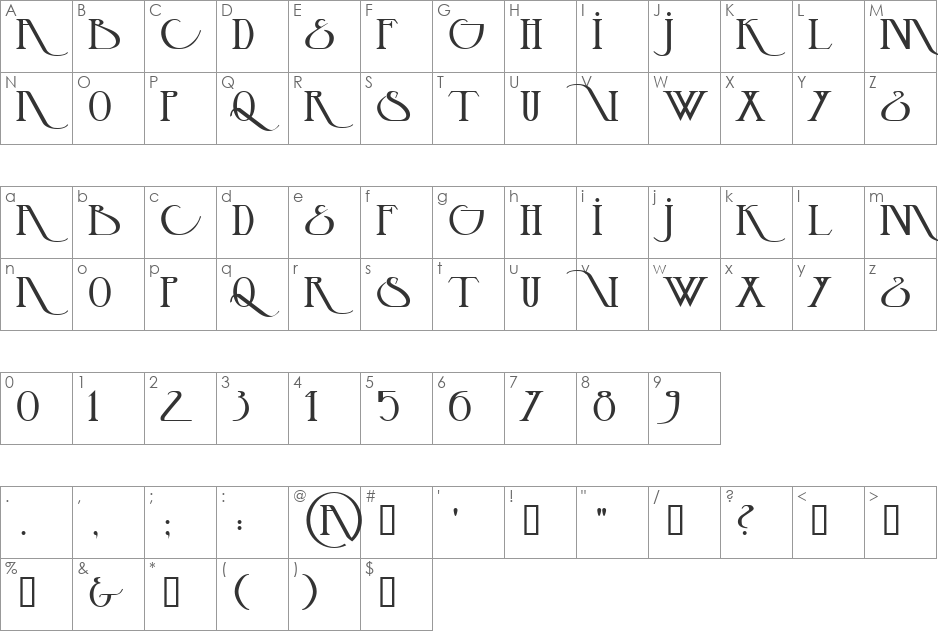 Backspace font character map preview