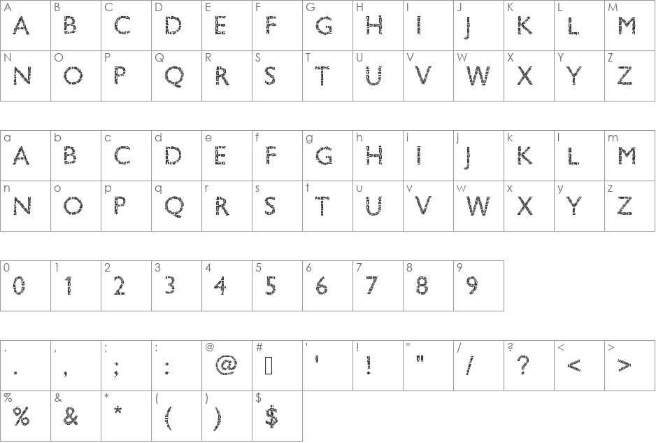 PWSavane font character map preview