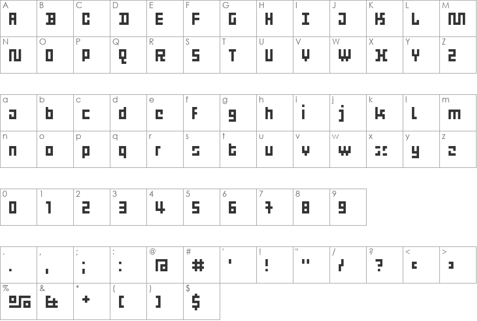 Px Sans font character map preview