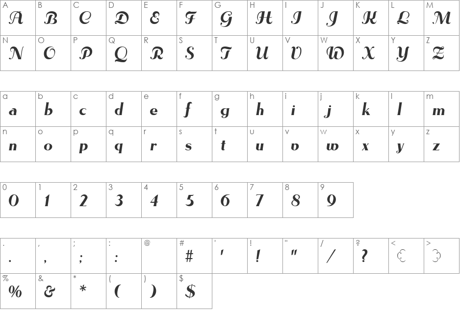Adastra Black font character map preview