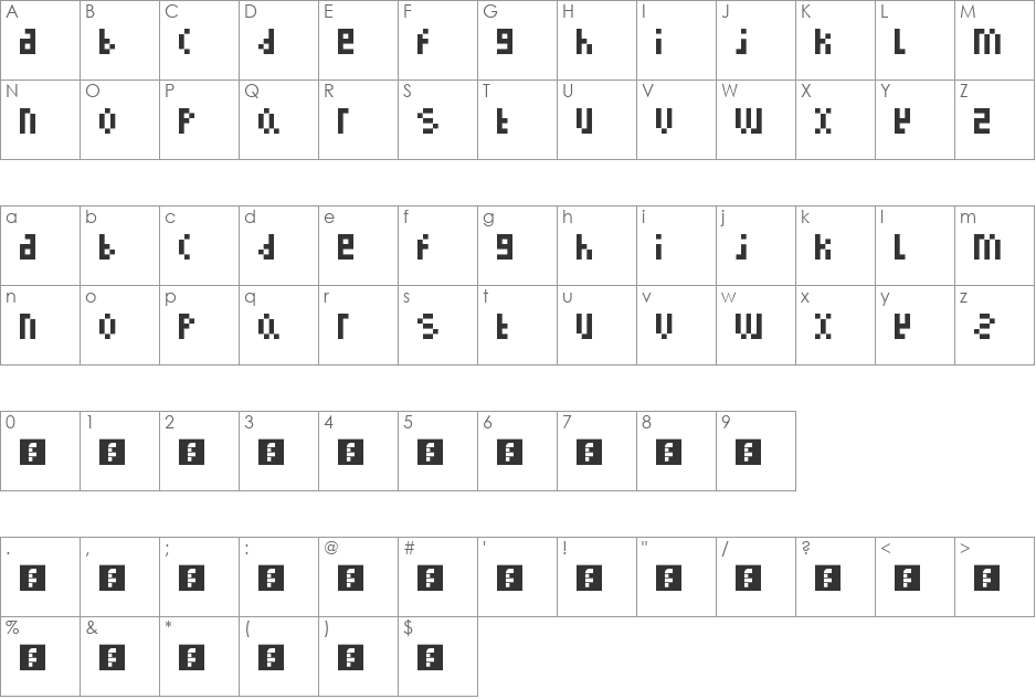 PXL_MXR font character map preview