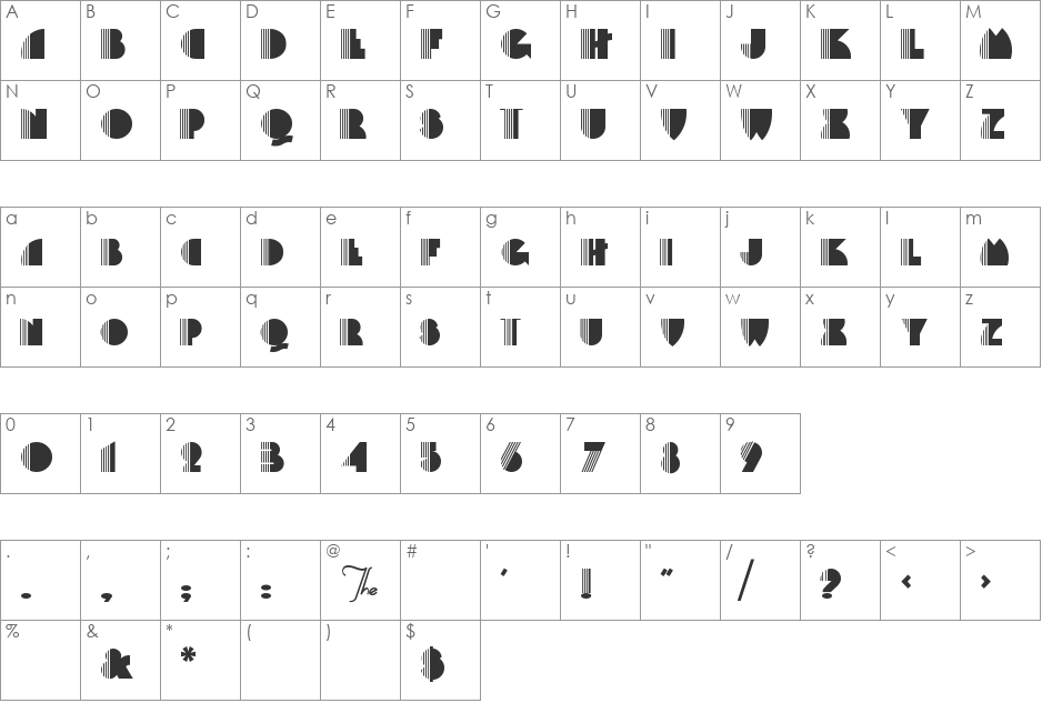 Backstage-PassA font character map preview