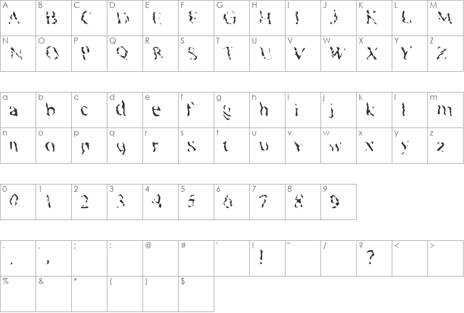 Pyramidhead font character map preview