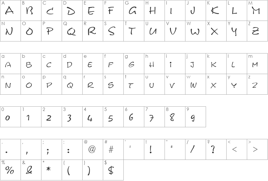 Pyxid font character map preview