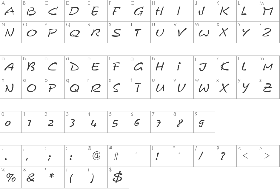 Pyxidium Quick font character map preview