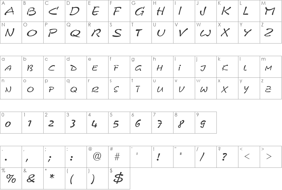 PyxidQuick font character map preview