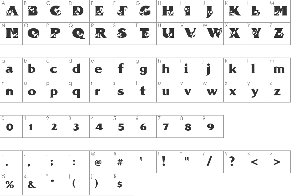 PZ.Ball font character map preview