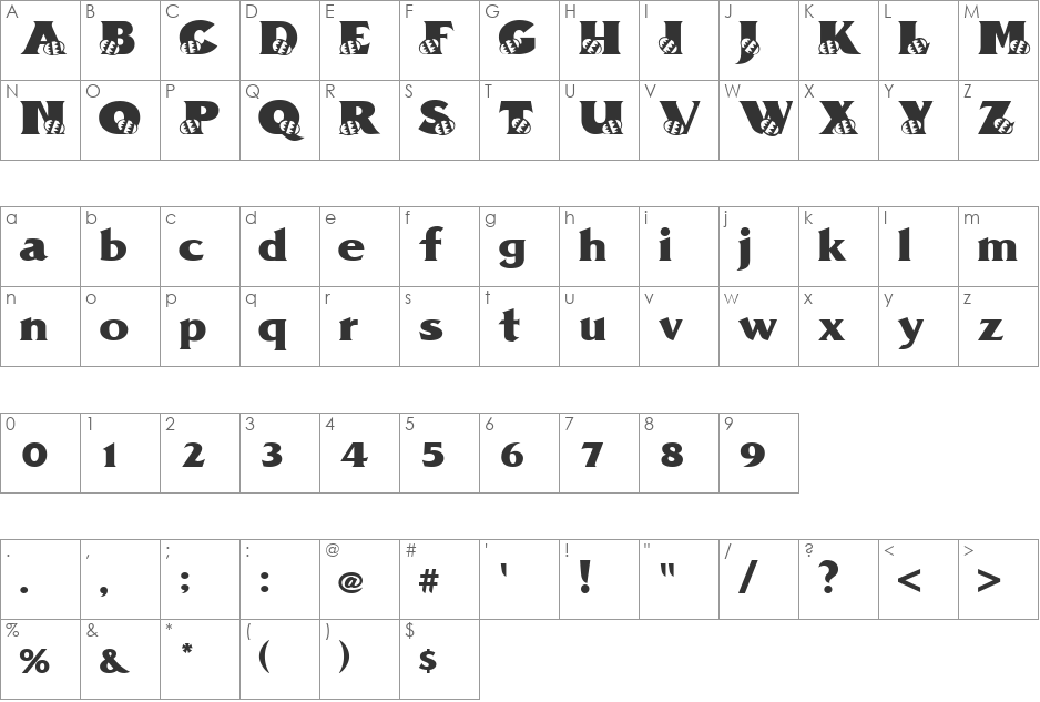 PZ.Egg font character map preview