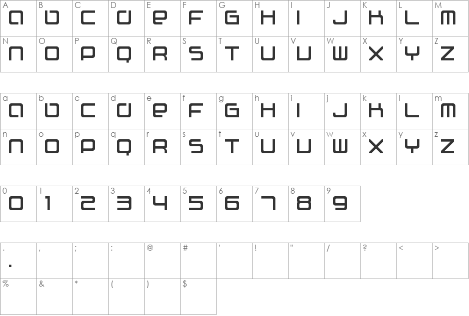 Q Modular font character map preview