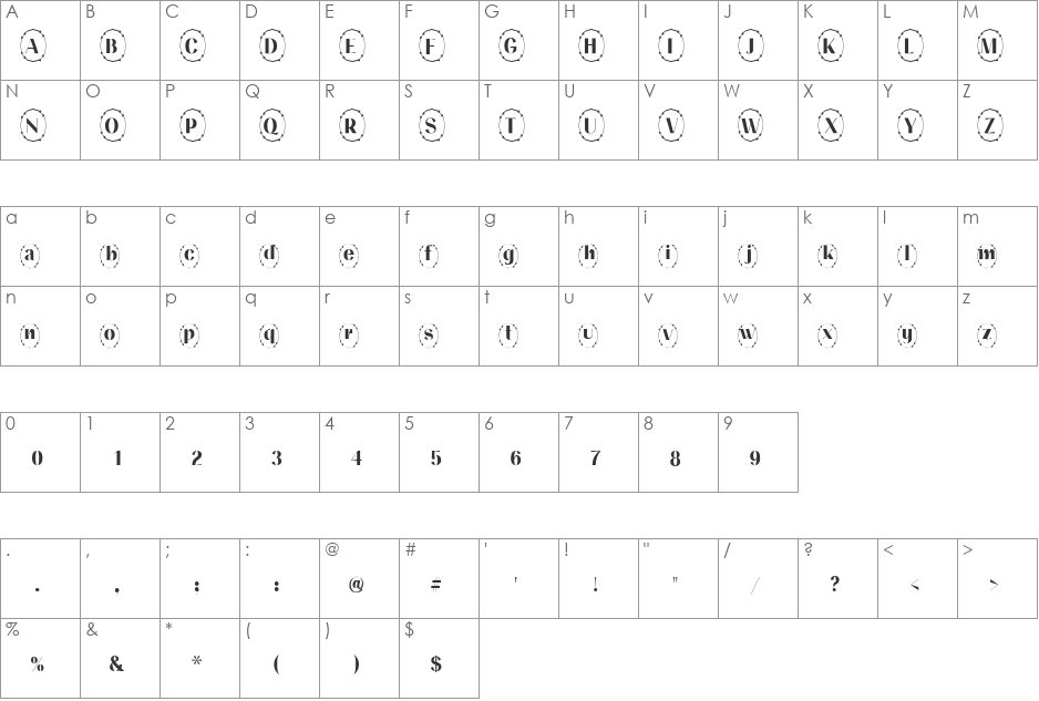 Qintar font character map preview