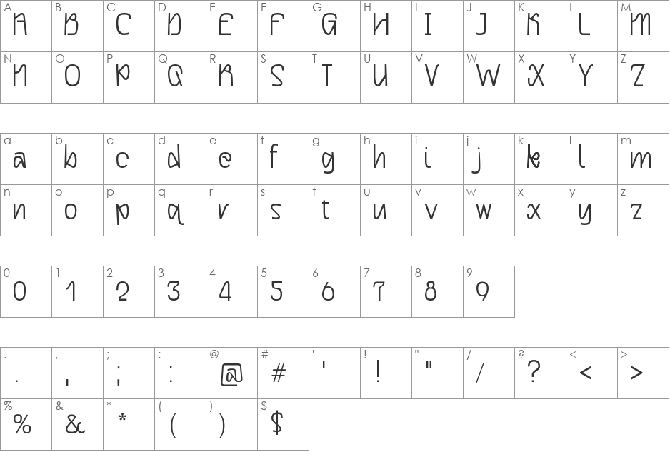 qlippitek abridged font character map preview