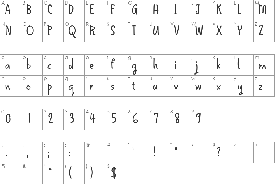 Qokipops font character map preview
