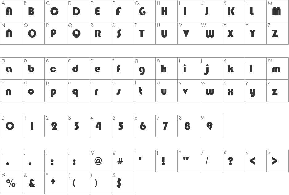 QTBlimpo font character map preview