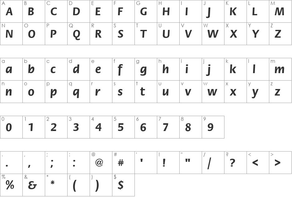 QTFloraline font character map preview