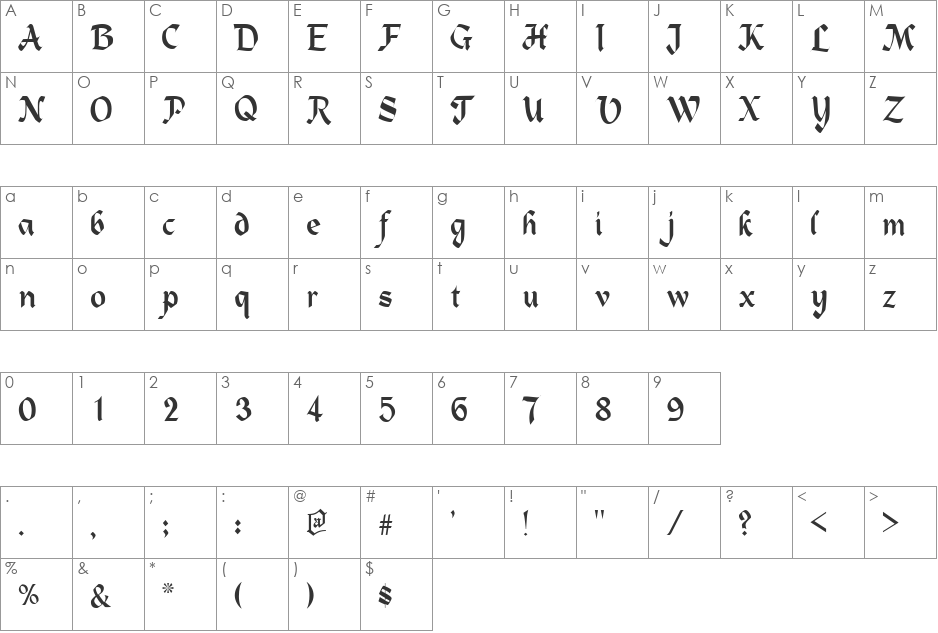 QTHeidelbergType font character map preview