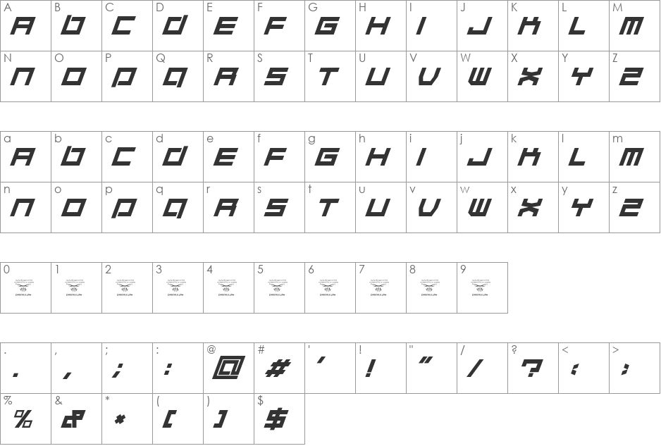 Quaalude hulk font character map preview