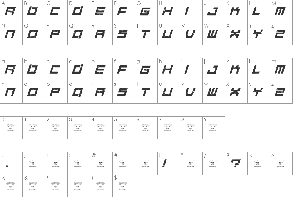 Quaaludes font character map preview