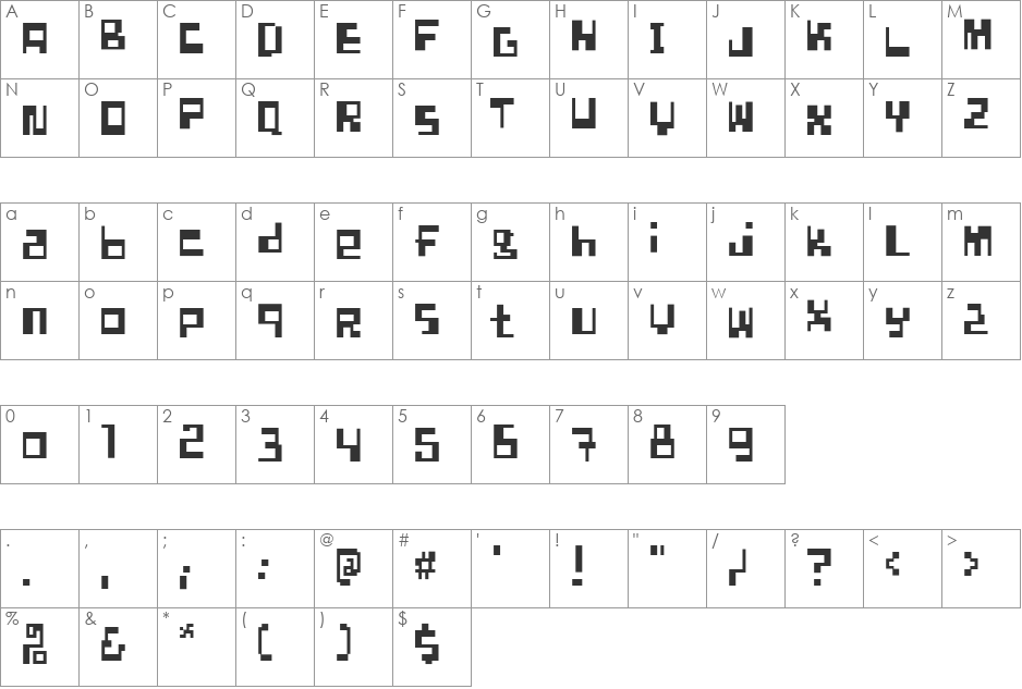 Quadrada font character map preview