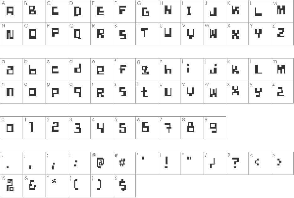 Quadrada font character map preview