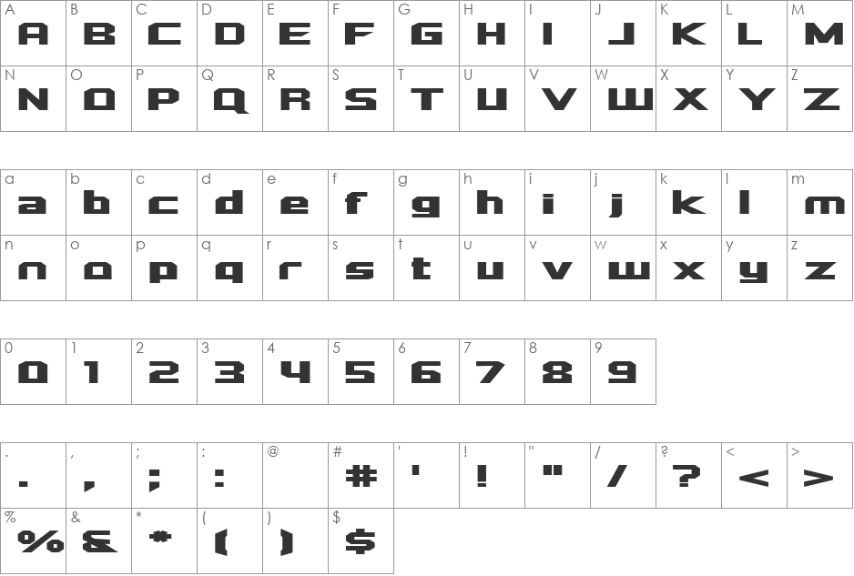Quadrangle font character map preview