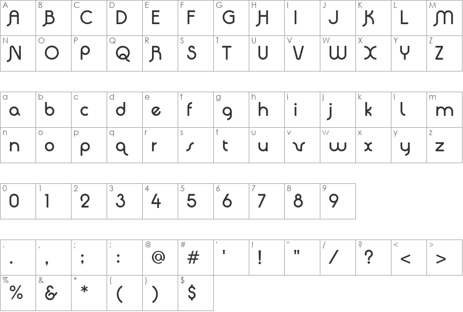 Quadranta font character map preview
