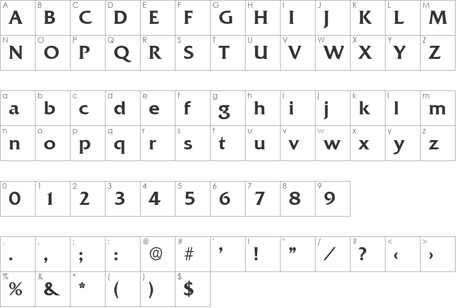 Quadrat-Medium font character map preview