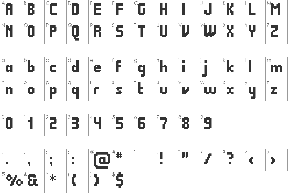 Quadrit font character map preview
