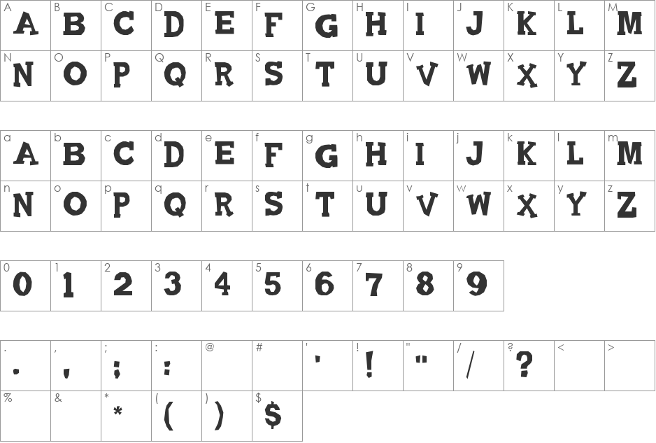 Quadrophonic font character map preview