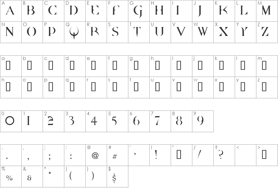QUAKE font character map preview