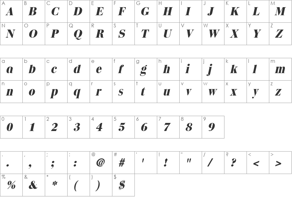 QuantasExtrabold font character map preview