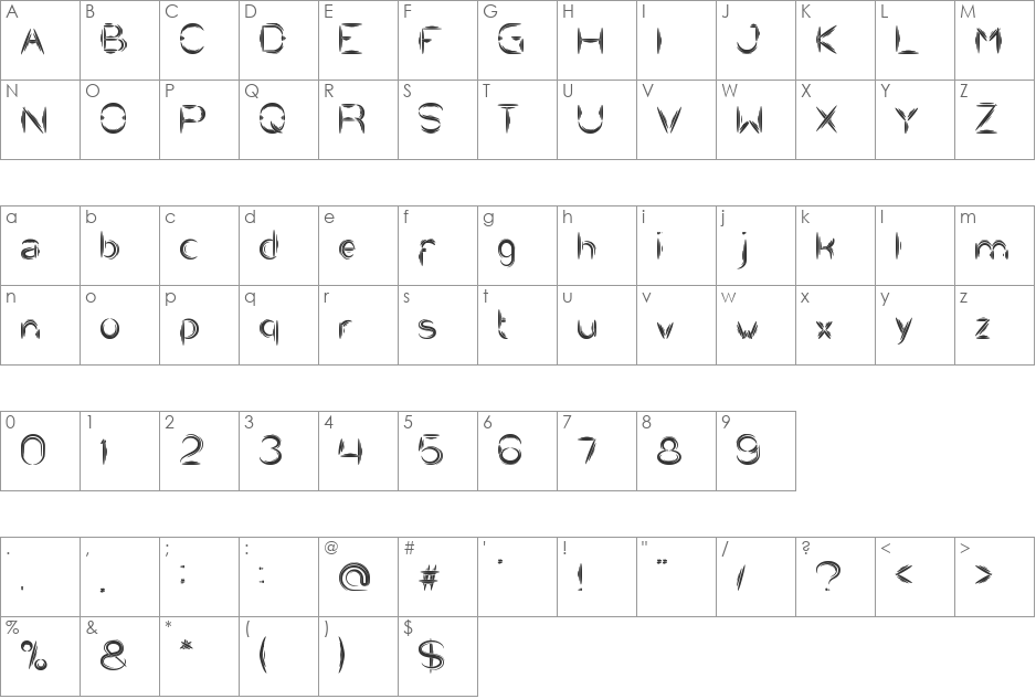 Quantum Leap font character map preview