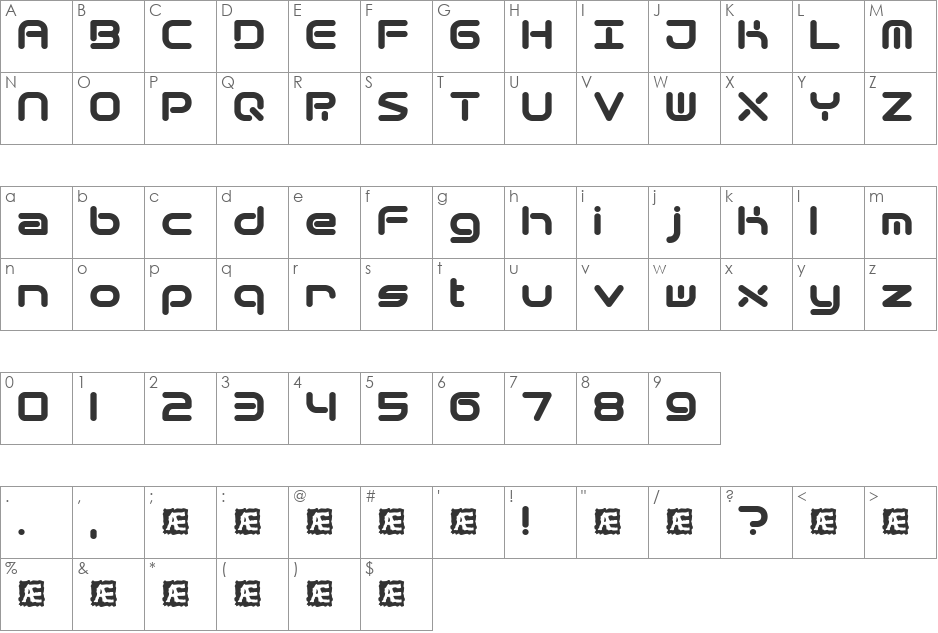 Quantum Round (BRK) font character map preview