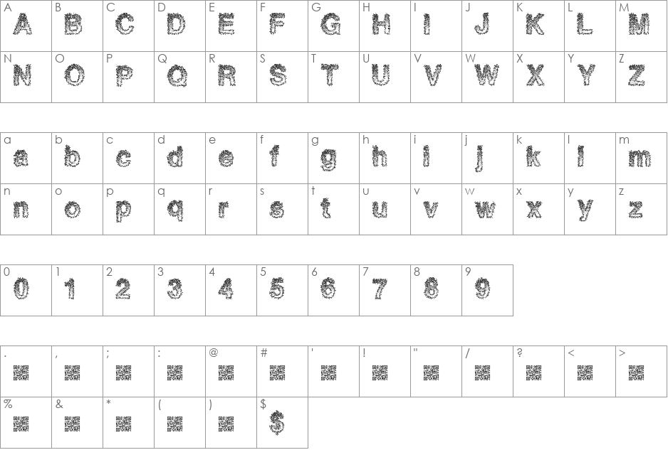 QuantumAnts font character map preview