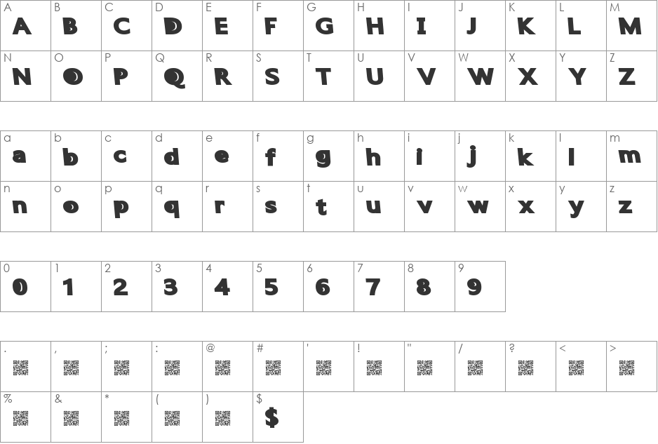 QuantumFuture font character map preview
