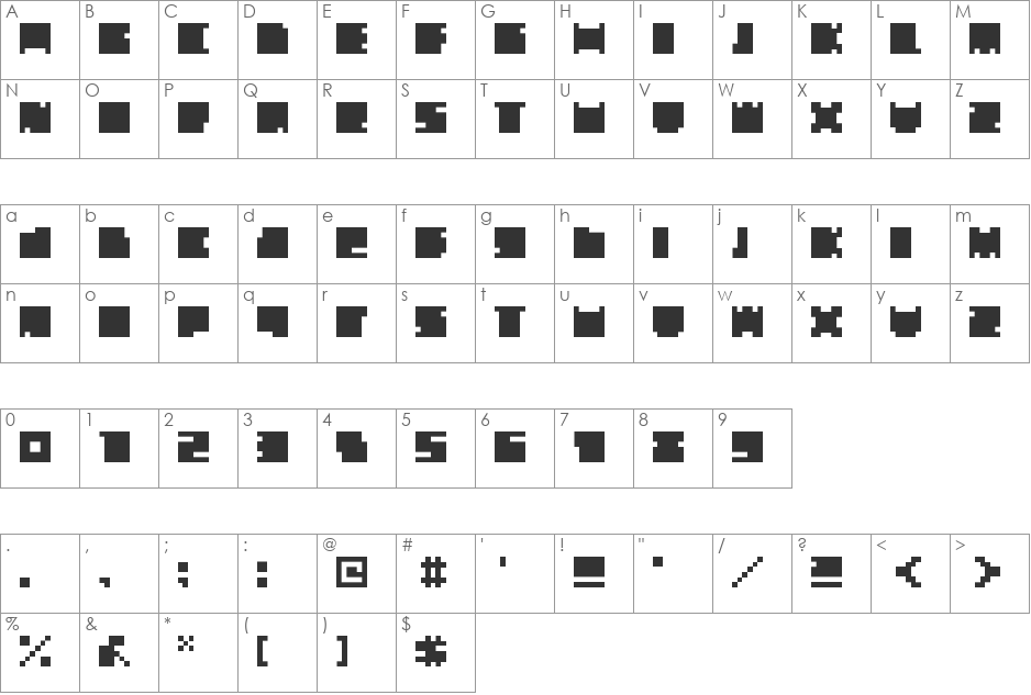 Quare font character map preview