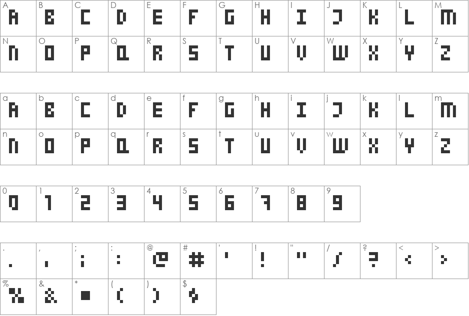 Quark font character map preview