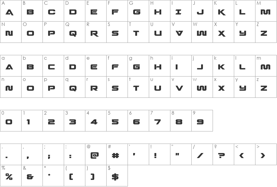 Quark Storm Leftalic font character map preview