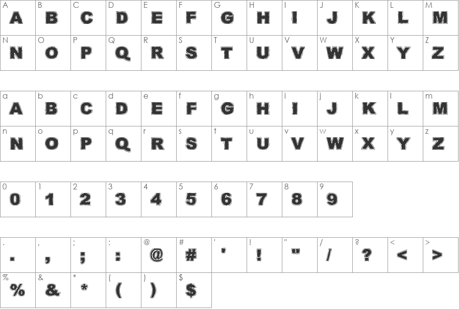 Quark Zone font character map preview