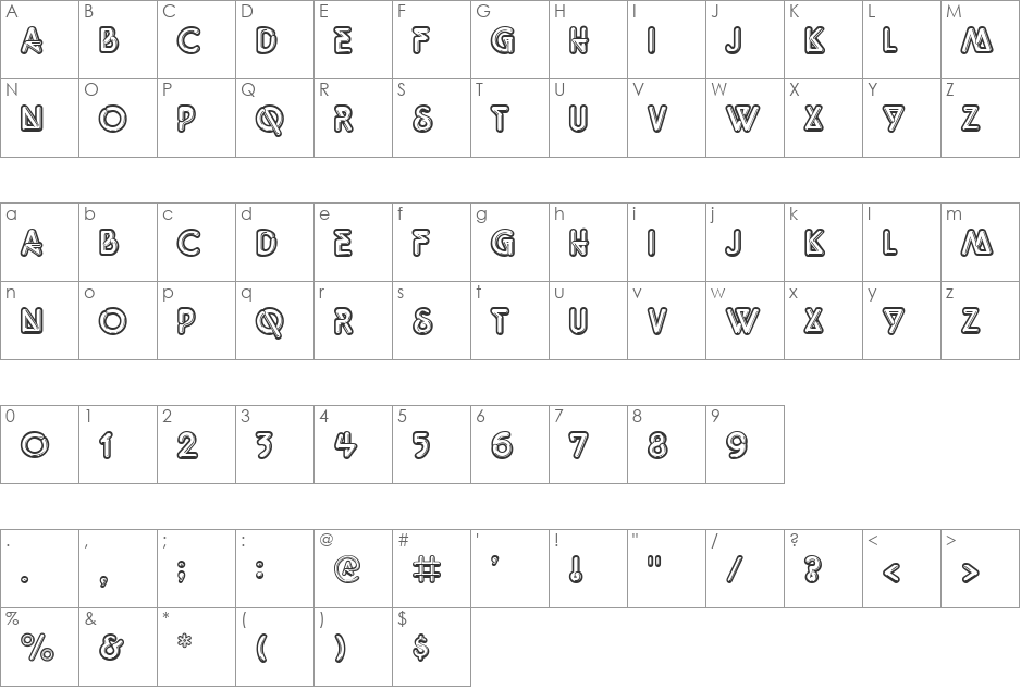 QuarkNeon font character map preview