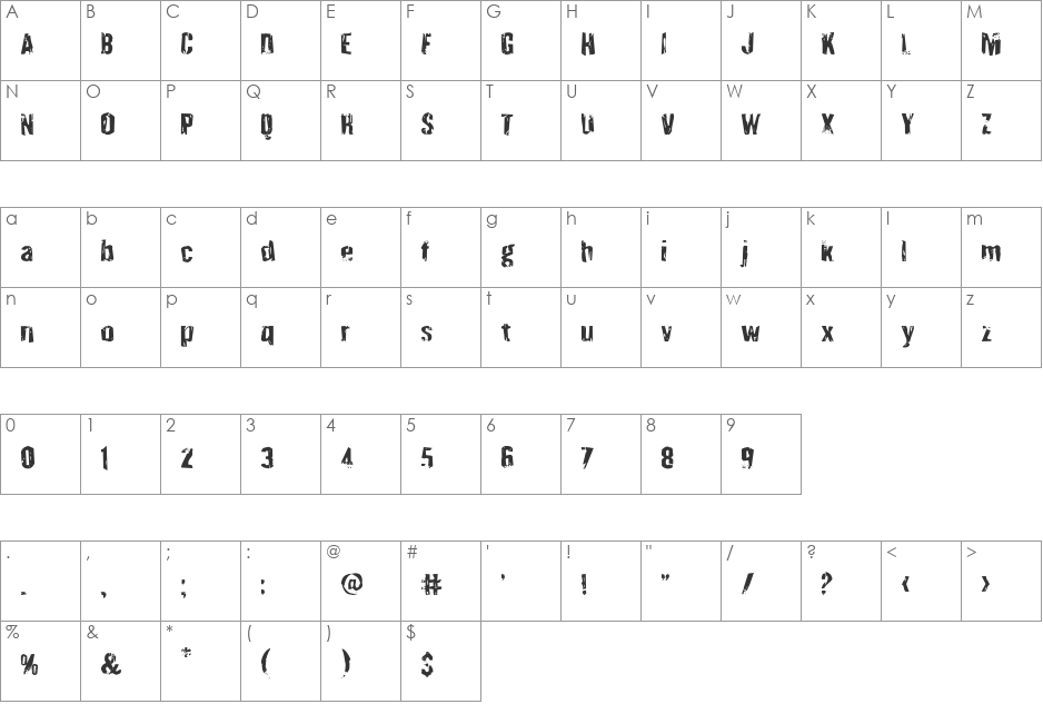Quarrystone font character map preview