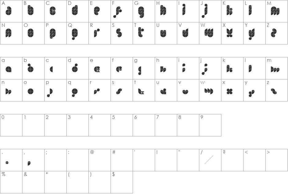 Quart font character map preview
