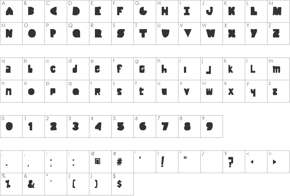 Bad Luck! font character map preview