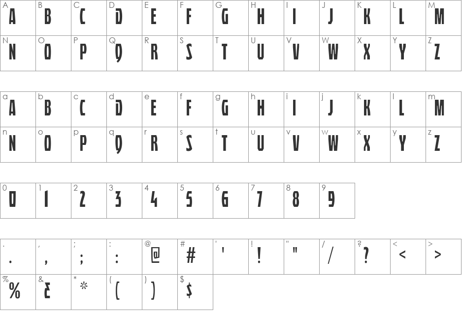 Quasix Titling font character map preview