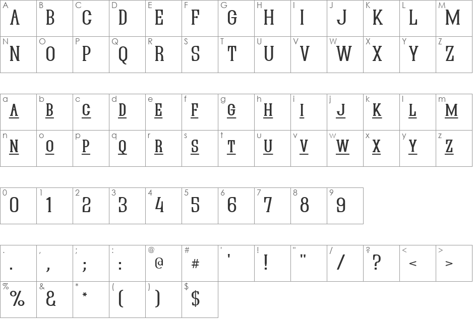 Quastic Kaps Line font character map preview