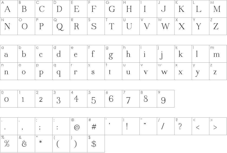 Quaver Serif font character map preview