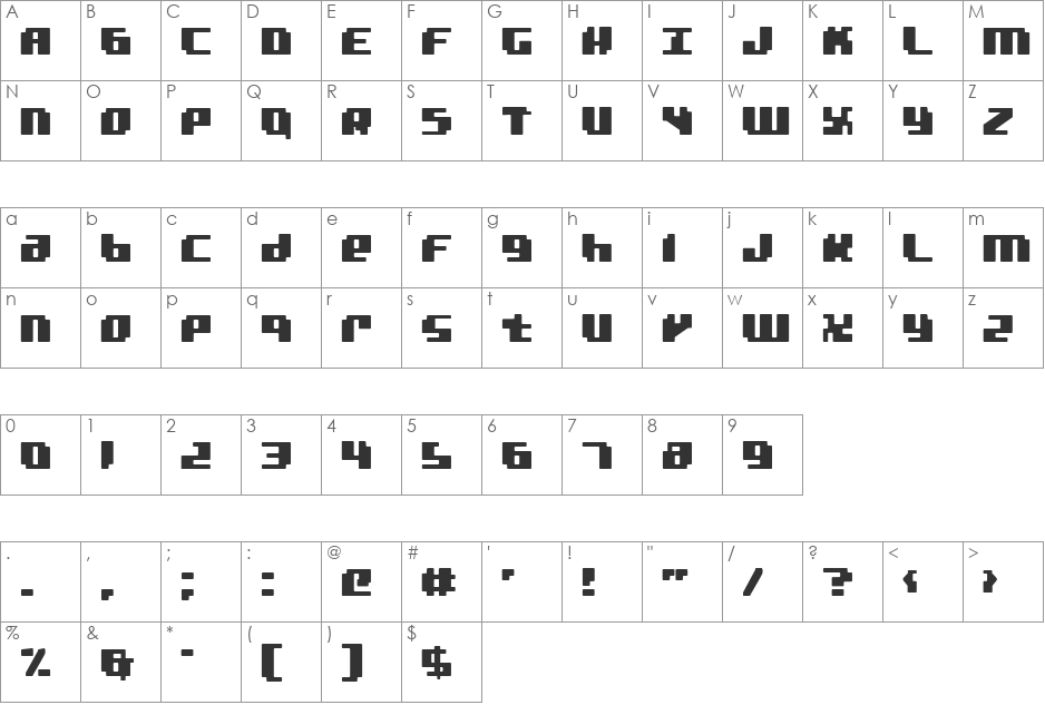 bad robot font character map preview