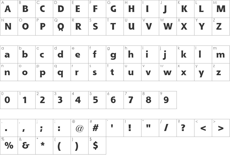 Que Black SSi font character map preview