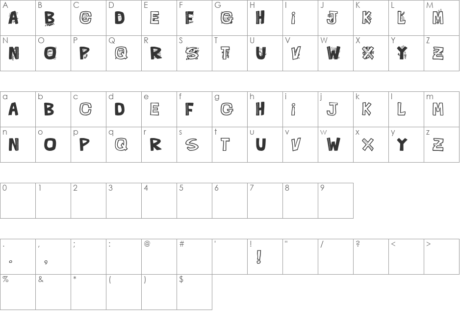 QUE FONTita! font character map preview